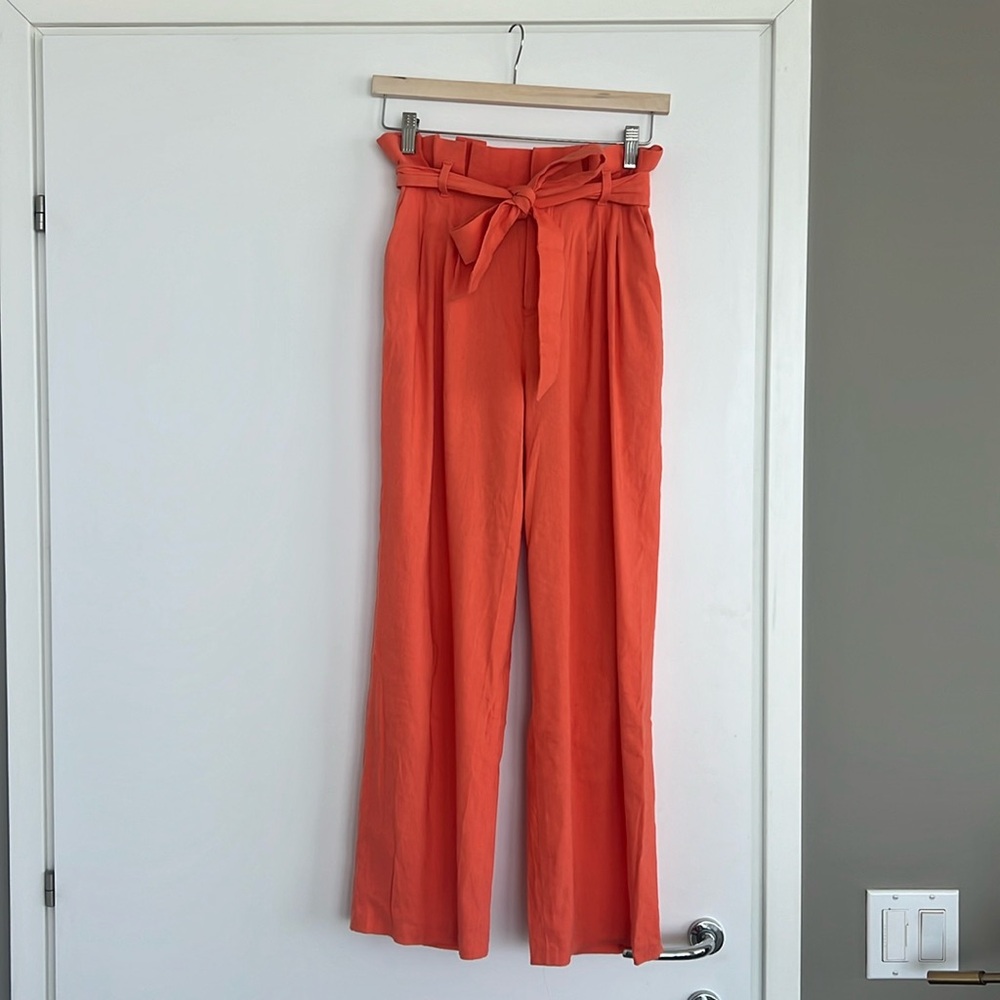 Alice and Olivia orange linen pants